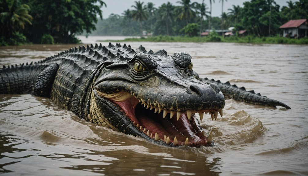 crocodile appears in flood