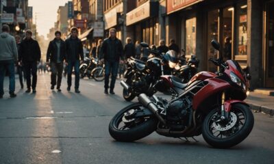 motorcyclist with red plate