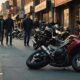 motorcyclist with red plate