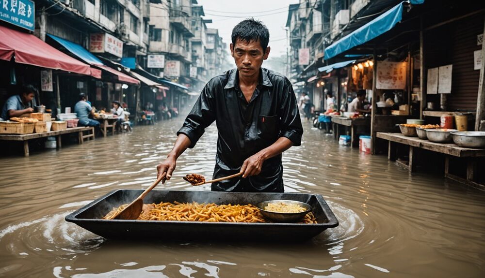 selling snacks in flood