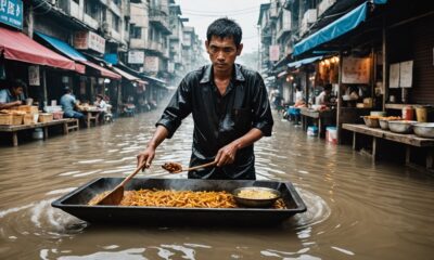 selling snacks in flood