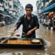 selling snacks in flood