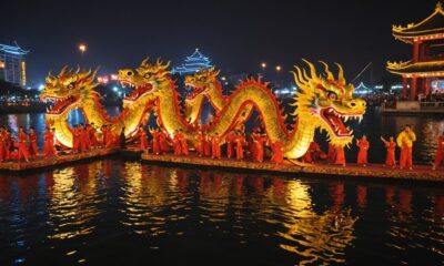 underwater lion dance performance