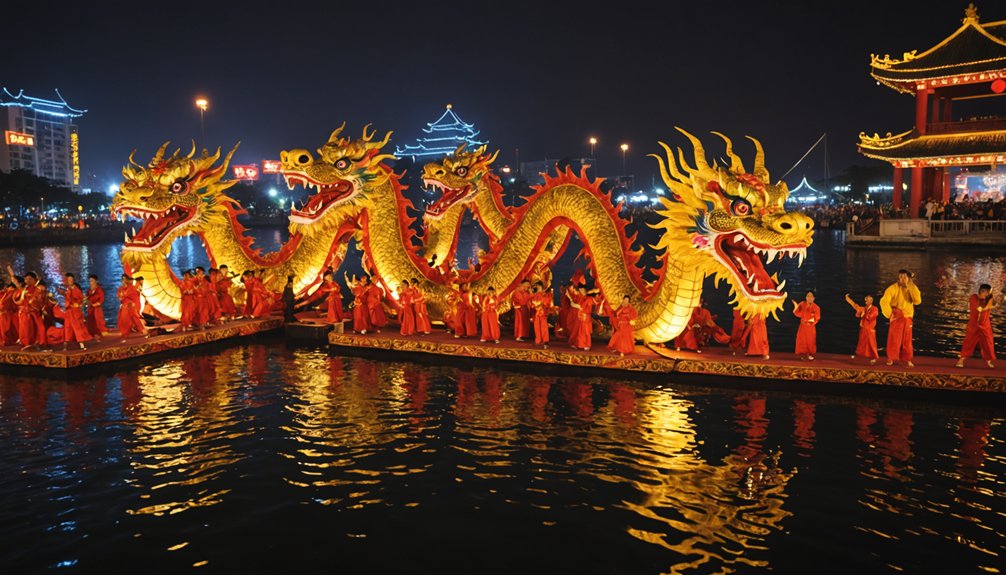 underwater lion dance performance