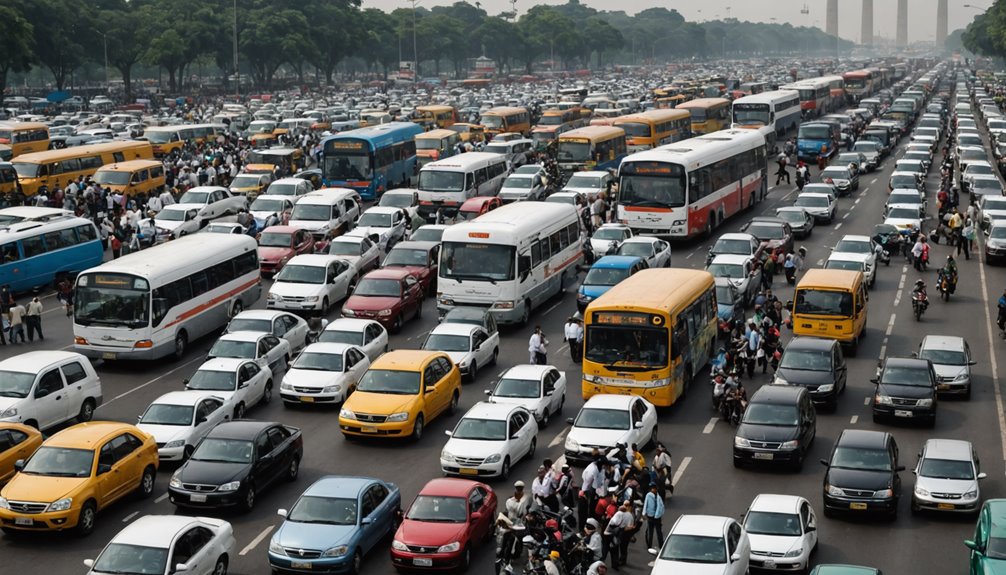 severe traffic at monas