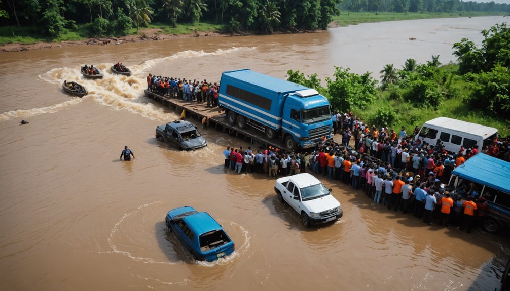 truck plunges into river