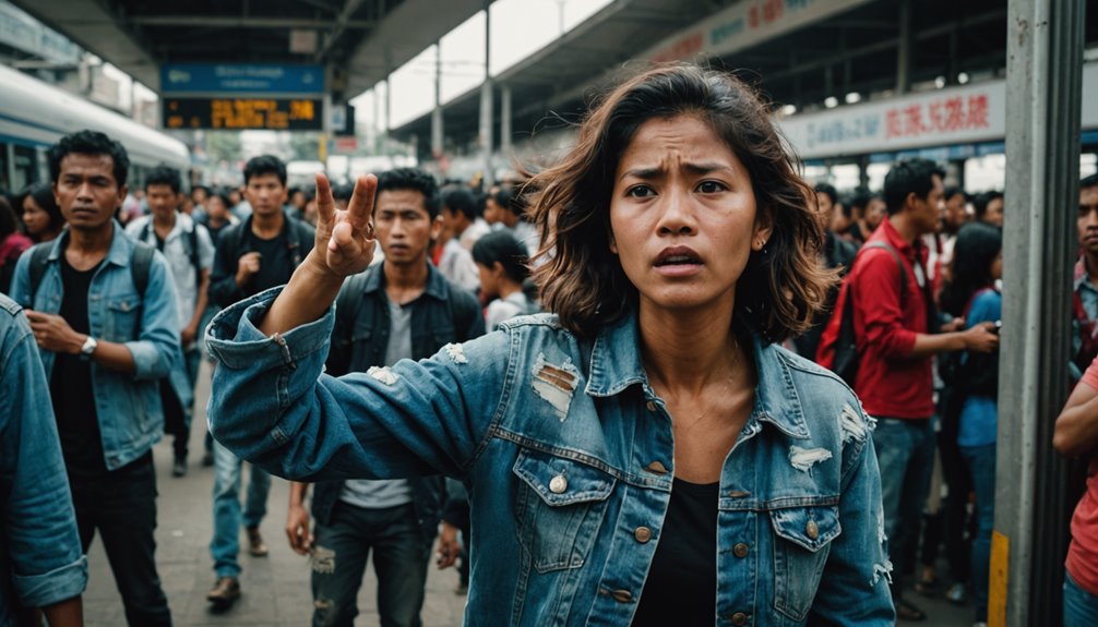 wanita meminta maaf atas pencurian