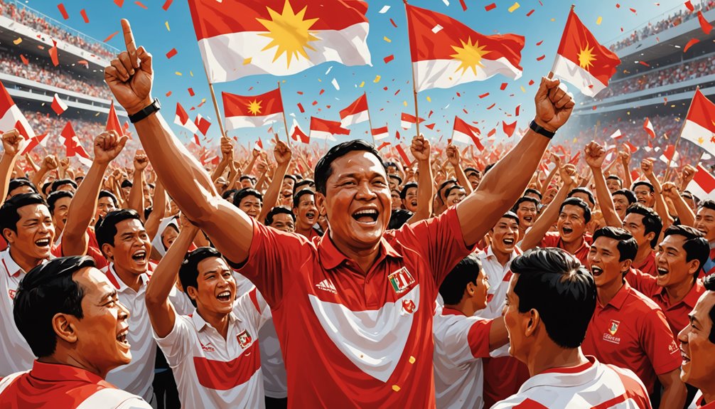 Prabowo merayakan kemenangan Indonesia